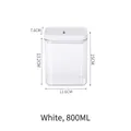 Contenitore ermetico bianco da 800ml in plastica trasparente per alimenti secchi cucina - Medio 800ML