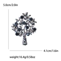 Fashion alloy tree brooch with blue crystals and size specs 5.0cm x 4.1cm - Blue + Purple