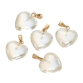 Set of five translucent creamy white acrylic heart pendants with golden metal clasps - Small Glass Gold Powder (10pcs/pack)