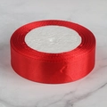 Single roll of glossy red polyester satin ribbon for elegant gift wrapping and DIY crafts - 2.5cm Wide Satin Ribbon 22m