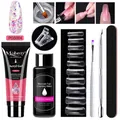 Kit da 7 pezzi Mobray poly nail gel con gel di estensione da 15ml PGS004 e soluzione - Dea Elegante Glitter (PGS004)
