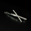 Elegant silver metal hair clip with sparkling rhinestones on a minimalist bar design - Silver Rhinestone Barrette