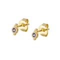 S925 sterling silver gold plated stud earrings with purple zircon gemstone in a pair - Purple Gold