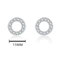 Elegante 11mm silberne hohle Kreis-Ohrstecker mit Mikro-Pave-weißen Zirkonia - 925er Silber / 11mm (BLN137E) / Weißgold