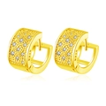 Eleganti orecchini a cerchio in argento S925 dorato con pavé di zirconi bianchi - Oro