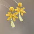 Χειροποίητα κίτρινα υφαντά σκουλαρίκια λουλούδια για τροπικό καλοκαιρινό στυλ παραλίας - 86# Ατσάλινη βάση σκουλαρικιού - Κίτρινο (Boho πλεκτό φυτό)