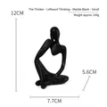 Abstract marble black thinker figurine in left-thinking pose with gold texture detail - Small Black Gold Marble Left Thinker