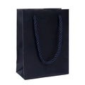 Dark blue paper gift bag with matching woven rope handles and a matte cardboard finish - 119*55*160mm / Blue