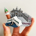3D souvenir fridge magnet featuring Venice Rialto Bridge and St. Mark's Basilica - (105) Venice Italy