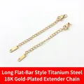 Detail of 18K gold plated stainless steel extender chains with lobster clasp and S.Steel tag - Long Plate Style Extension Chain (18K Gold)