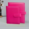 Bright pink PU leather macaron binder notebooks with U-shaped buckle closure - Plum Red
