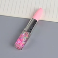 Lipstick-shaped quicksand gel pen with pink liquid and sparkling heart sequins - Lipstick Gel Pen Dark Pink