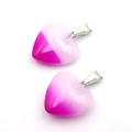 Pink and white gradient crystal heart pendant necklace charm with metal clasp - White Jade Two-Tone Rose Red