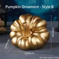 Golden matte resin pumpkin statue for Halloween decor, size 12x11x10cm, weight 0.28kg - Pumpkin Ornament - Gold Type B