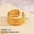 Multilayer 18K gold plated stainless steel open ring with hammered texture finish - 5-Layer Wave 686 / Gold