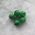Set of five 22mm green painted metal bells for DIY crafts and pet collars - Christmas Green