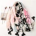 Bufanda ligera con estampado floral tropical y flecos con borlas para mujer - Estilo de estampado floral tropical (SL2201-006) / 180*90CM