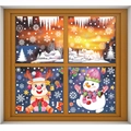Christmas window decals with gingerbread man, snowman and reindeer on glass window - 4-Pack Combination BQ448+449+466+469