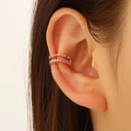 Minimalist rose gold double-row ear cuff with shimmering white zircon stones for women - Rose Gold Double Row Rhinestone Style (WG-1411)