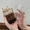 Set mit 4 braunen und cremefarbenen Haargummis im Klarsichtbehälter für Frauen - 1 Dose Kaffee Serie Handtuch Haargummis (5 Stück/Packung)