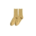 Ginger yellow vertical ribbed cotton knee high socks for women in minimalist style - Ribbed Slouch Socks (Ginger)