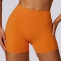 Damen-Yoga-Shorts mit hoher Taille in hellem Orange und Bauchweg-Passform - M / Orange