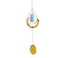 Rainbow suncatcher featuring yellow agate slice and golden crescent moon hanging crystal - Citrine Moon Agate