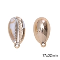 Gold acrylic shell pendant with white texture and 17x32mm size for DIY jewelry making - No. 9 Shell / 17x32mm (1 Piece/Pack) / Gold
