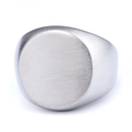 Unisex round signet ring with brushed stainless steel finish for custom engraving - US Size 8 / Steel Color Matte Large Round Style