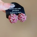 Silver Pin Rhinestone Metal 3D Flower Studs