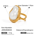 18k gold plated stainless steel open ring featuring a baroque pearl on a white background - Ring (JDR2404033)