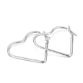 Polished silver heart-shaped hoop earrings with spiral twist texture in stainless steel - 32mm Steel Color