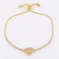 18K gold plated zircon bracelet with Mary heart pendant and adjustable bolo clasp - Heart Virgin Mary