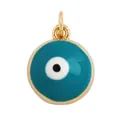 Deep teal enamel evil eye pendant with golden rim and black-blue-white eye center - M659608 / Cyan