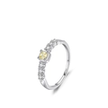 Eleganter S925 Silberring mit gelbem quadratischem Edelstein und seitlichen Zirkonia - US Größe 5 / Gelb