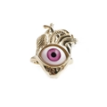 Einzigartiger herzförmiger Augenring in Vintage-Gold mit rosa Pupille und Design - Rosa