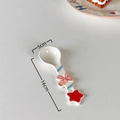Cute ceramic spoon with 3D pink bow and red star, dimensions 16cm by 5cm - Happy-Long Handle Spoon