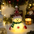 Muñeco de nieve navideño con luz, gorro rojo y bufanda verde para decoración del hogar - Muñeco Brillante de Muñeco de Nieve con Gorro Puntiagudo