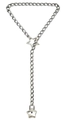Silver stainless steel Y-chain necklace with star link and star lock pendant - Silver Star + Star Lock