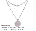 Double-layered silver stainless steel necklace with bead and round disc pendant style - Silver Layered Disc (zsf)