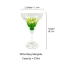 Hand-painted 270ml Margarita glass featuring white daisy patterns and green grass details - Daisy