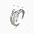 Polierter silberner Edelstahlring mit unregelmäßigem Design und offener Ringschiene - Stahlfarbe