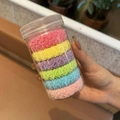 6 bunte flauschige Haargummis im Set, verpackt in einer klaren zylindrischen Dose - 1 Dose Bunte Serie (6 Stück/Packung)