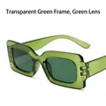 Vintage square sunglasses with transparent green frames and matching green lenses - Transparent Green