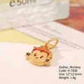 Golden zodiac monkey charm with colorful enamel details, size 13x12.6mm for DIY jewelry - H-7836 (Monkey)