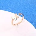 Minimalist adjustable open ring with butterfly motif and zircon in rose gold finish - Butterfly Zirconia-Rose Gold