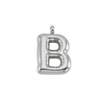 Macro view of silver puffy bubble letter B pendant with detailed stitching and metallic finish - Silver Letter B