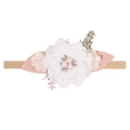Detailed shot of large white fabric flower baby headband with pearls and rhinestones - Style 21 (21)