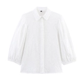 Camicia bianca a maniche lunghe con dettagli in ricamo traforato su sfondo bianco - XS / Giacca Bianca
