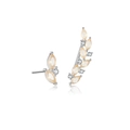 Asymmetric 925 silver studs featuring orange marquise gems and branch zircon designs - Platinum Plated (Milky White Stone)